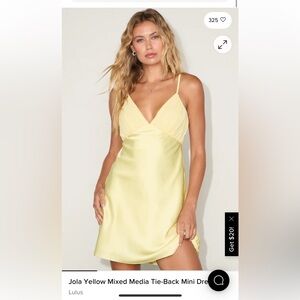 Jola Yellow Mixed Media Tie-Back Mini Dress